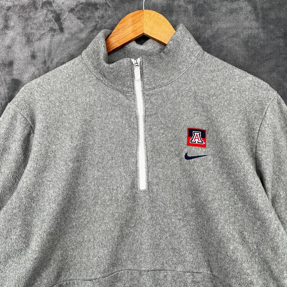 VTG Rare Nike University of Arizona Wildcats Gray 1/4 Zip Fleece Sweatshirt XL